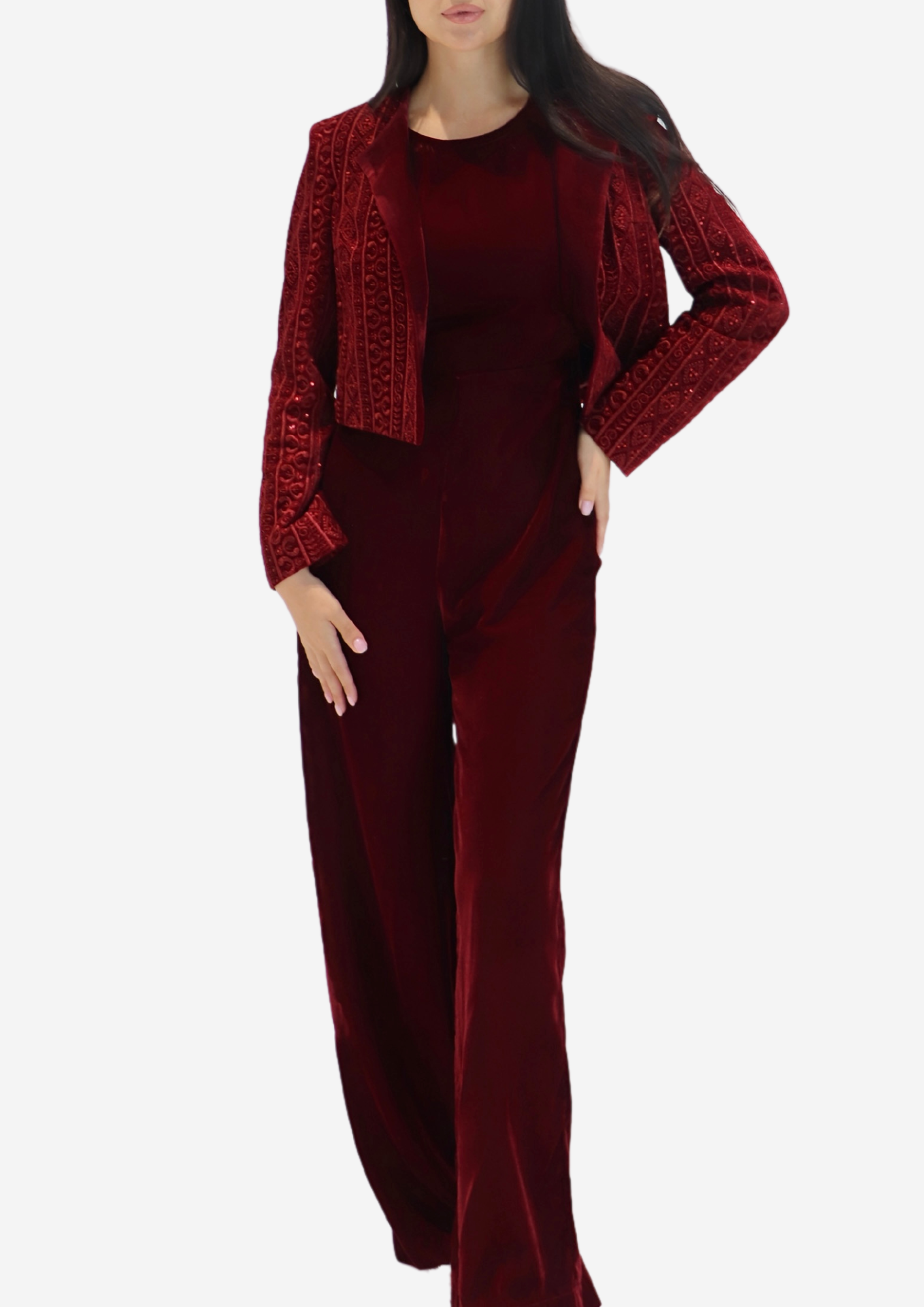 Velvet Burgundy Jumpsuit