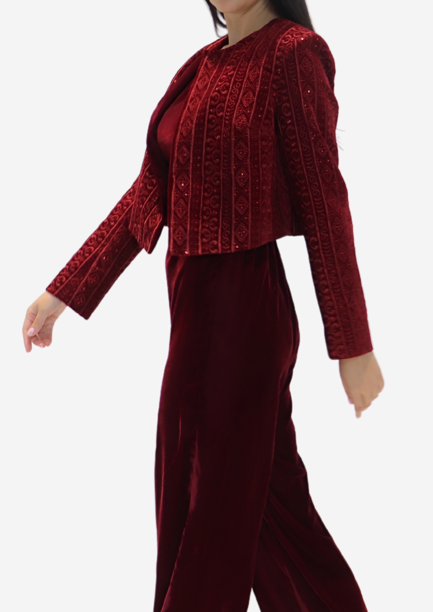 Velvet Burgundy Jumpsuit