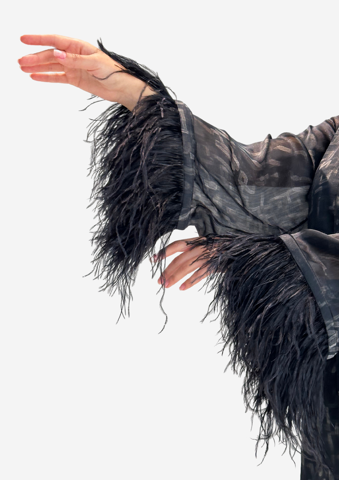 Black Abaya With Feather