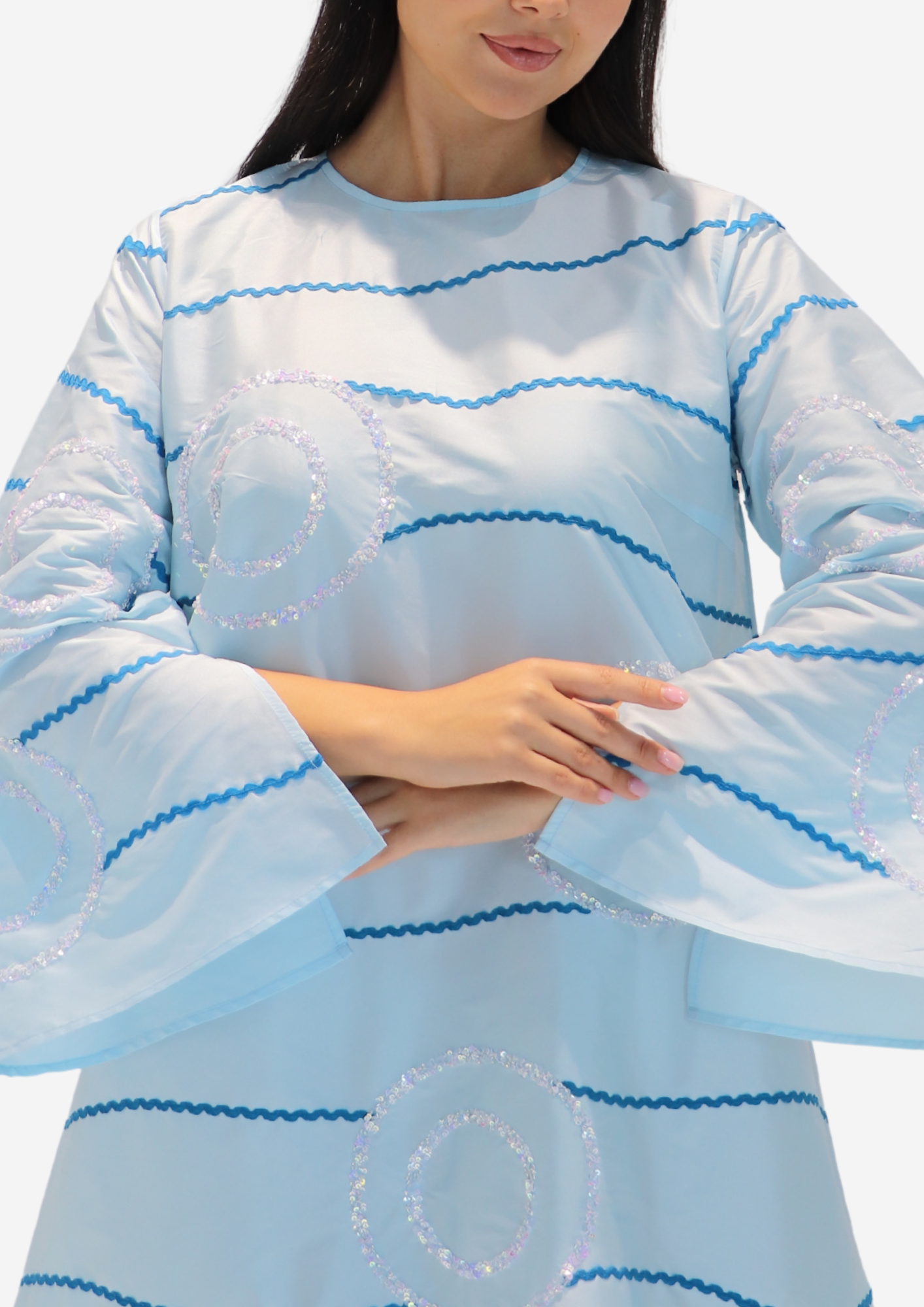 Cyan Dress With Lines
