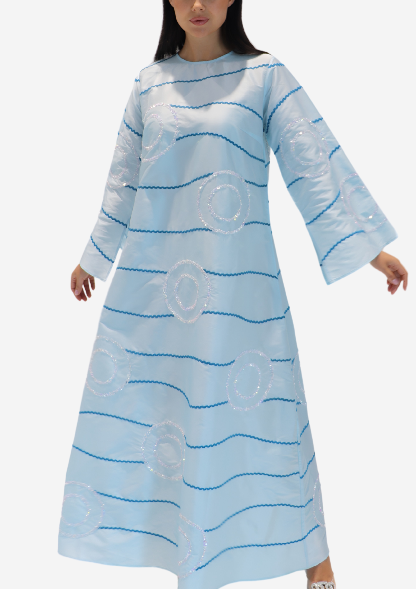 Cyan Dress With Lines